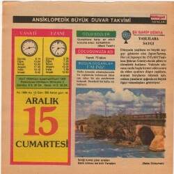 15 Aralık 1984 Takvim Yaprağı EFM(N)4081 - 1