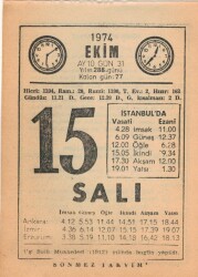 15 Ekim 1974 Takvim Yaprağı EFM(N)2985 - 3