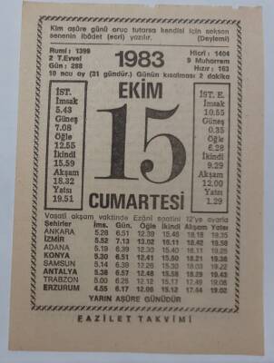 15 Ekim 1983 Takvim Yaprağı - Doğum Günü Hediyesi EFM(N)6718 - 1