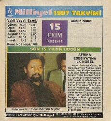 15 Ekim 1987 Resimli Takvim Yaprağı - Doğum Günü Hediyesi EFM(N)10513 - 4