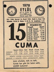 15 Eylül 1978 Takvim Yaprağı - Doğum Günü Hediyesi EFM(N)9764 - 2