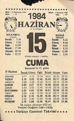 15 Haziran 1984 Takvim Yaprağı - Doğum Günü Hediyesi EFM(N)11508 - 1