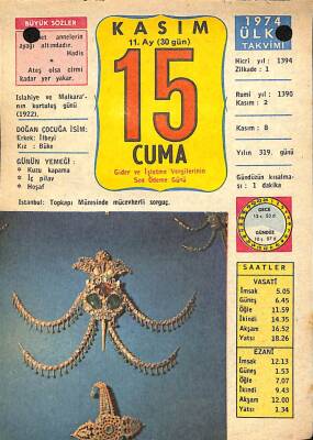 15 Kasım 1974 Takvim Yaprağı - Doğum Günü Hediyesi EFM(N)10688 - 4