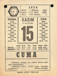 15 Kasım 1974 Takvim Yaprağı - Doğum Günü Hediyesi EFM(N)10777 - 4