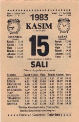 15 Kasım 1983 Takvim Yaprağı EFM(N)3959 - 3