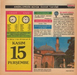 15 Kasım 1984 Takvim Yaprağı EFM(N)4051 - 3