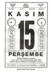 15 Kasım 2001 Takvim Yaprağı Doğum Günü Hediyesi EFM(N)4007 - 3