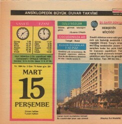 15 Mart 1984 Takvim Yaprağı EFM(N)5801 - 3