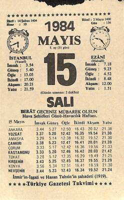 15 Mayıs 1984 Takvim Yaprağı - Doğum Günü Hediyesi EFM(N)11202 - 1