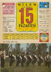 15 Nisan 1974 Takvim Yaprağı - Doğum Günü Hediyesi EFM(N)8242 - 2