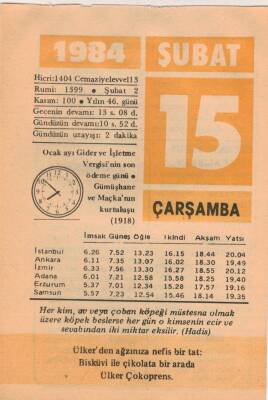 15 Şubat 1984 Takvim Yaprağı EFM(N)5338 - 1