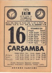 16 Ekim 1974 Takvim Yaprağı EFM(N)2986 - 3