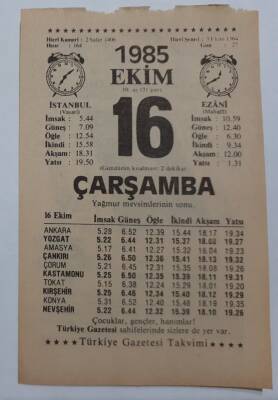 16 Ekim 1985 Takvim Yaprağı - Doğum Günü Hediyesi EFM(N)6661 - 1