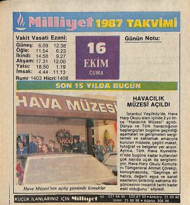 16 Ekim 1987 Resimli Takvim Yaprağı - Doğum Günü Hediyesi EFM(N)10514 - 4