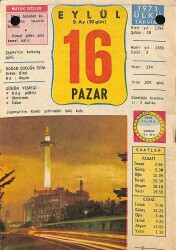 16 Eylül 1973 Takvim Yaprağı - Doğum Günü Hediyesi EFM(N)10147 - 2