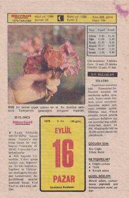 16 Eylül 1979 Takvim Yaprağı -Doğum Günü Hediyesi EFM(N)6357 - 1