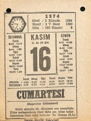 16 Kasım 1974 Takvim Yaprağı - Doğum Günü Hediyesi EFM(N)10778 - 2