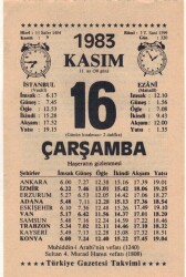 16 Kasım 1983 Takvim Yaprağı EFM(N)3960 - 3