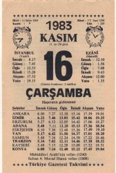 16 Kasım 1983 Takvim Yaprağı EFM(N)3960 - 2