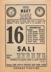 16 Mart 1976 Takvim Yaprağı EFM(N)5957 - 2