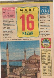 16 Mart 1980 Takvim Yaprağı EFM(N)6141 - 3