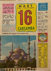 16 Mart 1988 Takvim Yaprağı - Doğum Günü Hediyesi EFM(N)7990 - 2