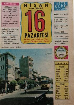 16 Nisan 1973 Takvim Yaprağı - Doğum Günü Hediyesi EFM(N)8321 - 1