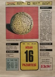 16 Nisan 1984 Takvim Yaprağı - Doğum Günü Hediyesi EFM(N)8378 - 2