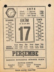 17 Ekim 1974 Takvim Yaprağı - Doğum Günü Hediyesi EFM(N)10578 - 4