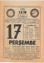 17 Ekim 1974 Takvim Yaprağı EFM(N)2987 - 3