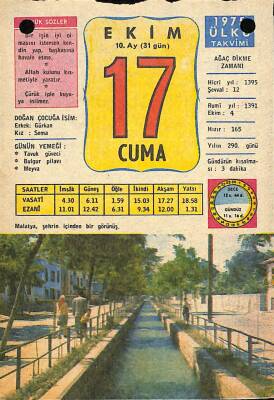 17 Ekim 1975 Takvim Yaprağı - Doğum Günü Hediyesi EFM(N)10354 - 2