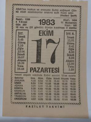 17 Ekim 1983 Takvim Yaprağı - Doğum Günü Hediyesi EFM(N)6720 - 1