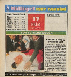 17 Ekim 1987 Resimli Takvim Yaprağı - Doğum Günü Hediyesi EFM(N)10515 - 4