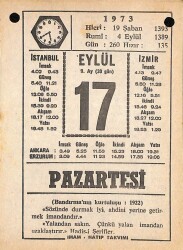 17 Eylül 1973 Takvim Yaprağı - Doğum Günü Hediyesi EFM(N)9863 - 1