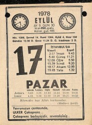 17 Eylül 1978 Takvim Yaprağı - Doğum Günü Hediyesi EFM(N)9766 - 1