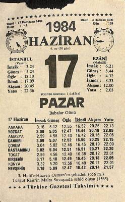 17 Haziran 1984 Takvim Yaprağı - Doğum Günü Hediyesi EFM(N)11432 - 1