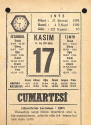 17 Kasım 1973 Takvim Yaprağı - Doğum Günü Hediyesi EFM(N)10720 - 4