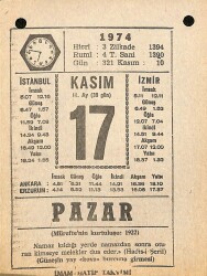 17 Kasım 1974 Takvim Yaprağı - Doğum Günü Hediyesi EFM(N)10779 - 4