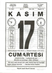 17 Kasım 2001 Takvim Yaprağı Doğum Günü Hediyesi EFM(N)4011 - 3