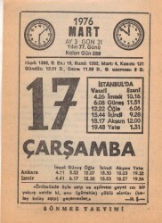 17 Mart 1976 Takvim Yaprağı EFM(N)5958 - 3