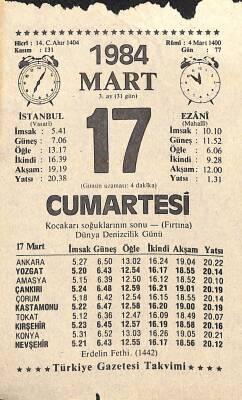 17 Mart 1984 Takvim Yaprağı - Doğum Günü Hediyesi EFM(N)11310 - 1