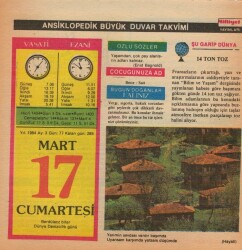 17 Mart 1984 Takvim Yaprağı EFM(N)5803 - 1