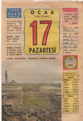 17 Ocak 1972 Takvim Yaprağı EFM(N)4601 - 1