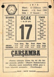 17 Ocak 1973 Takvim Yaprağı - Doğum Günü Hediyesi EFM(N)10826 - 4