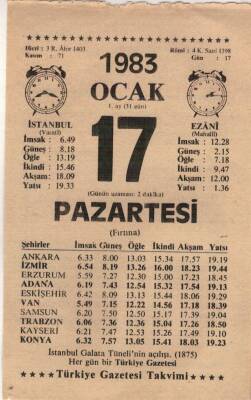 17 Ocak 1983 Takvim Yaprağı EFM(N)4570 - 1