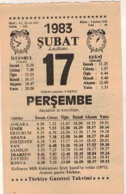 17 Şubat 1983 Takvim Yaprağı EFM(N)5397 - 1