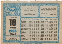 18 Aralık 1988 Takvim Yaprağı EFM(N)4484 - 1