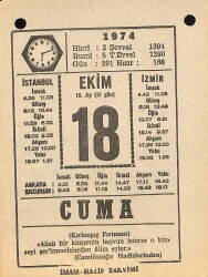 18 Ekim 1974 Takvim Yaprağı - Doğum Günü Hediyesi EFM(N)10579 - 4