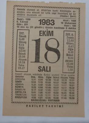 18 Ekim 1983 Takvim Yaprağı - Doğum Günü Hediyesi EFM(N)6721 - 1