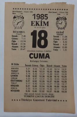 18 Ekim 1985 Takvim Yaprağı - Doğum Günü Hediyesi EFM(N)6663 - 1